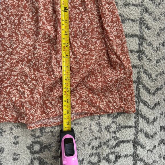 Lush Rust Floral V-Neck Ruffle Midi Dress Size Small - Picture 6 of 6